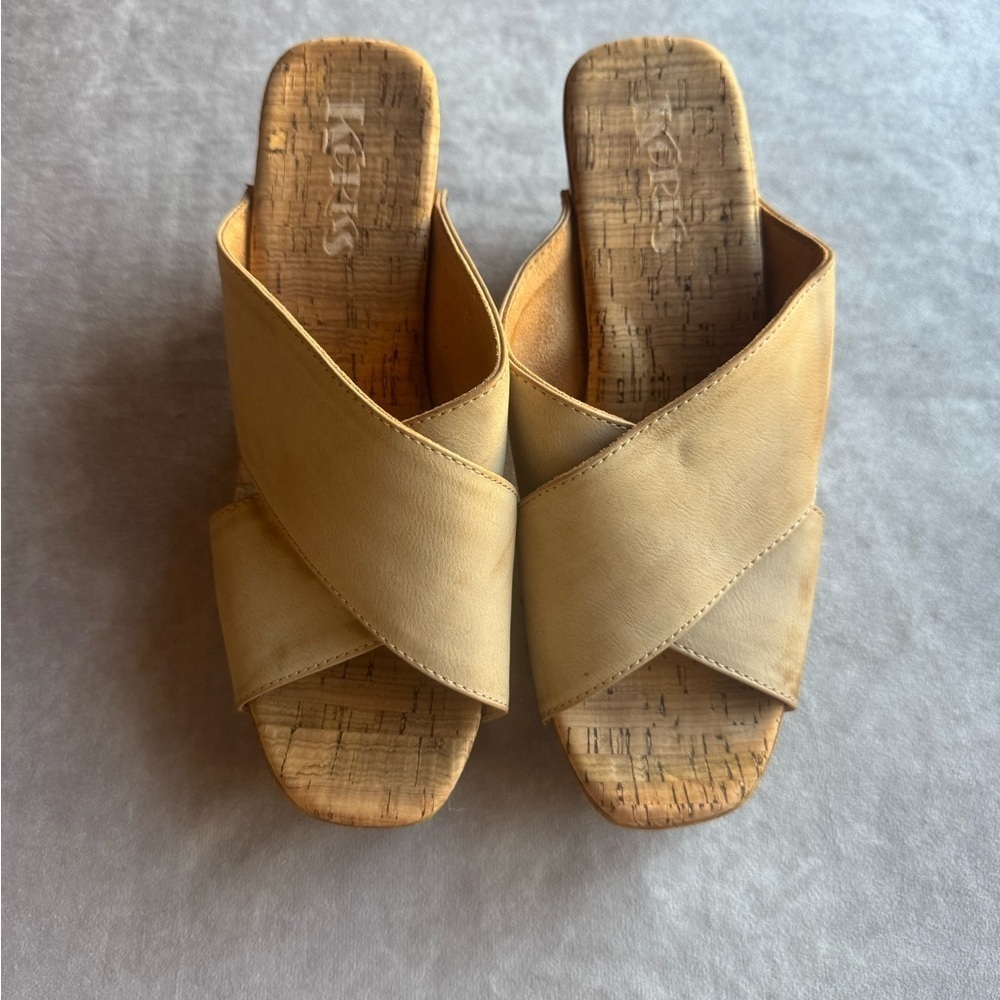 Kork-Ease Women's Beige Cross-Band Mules